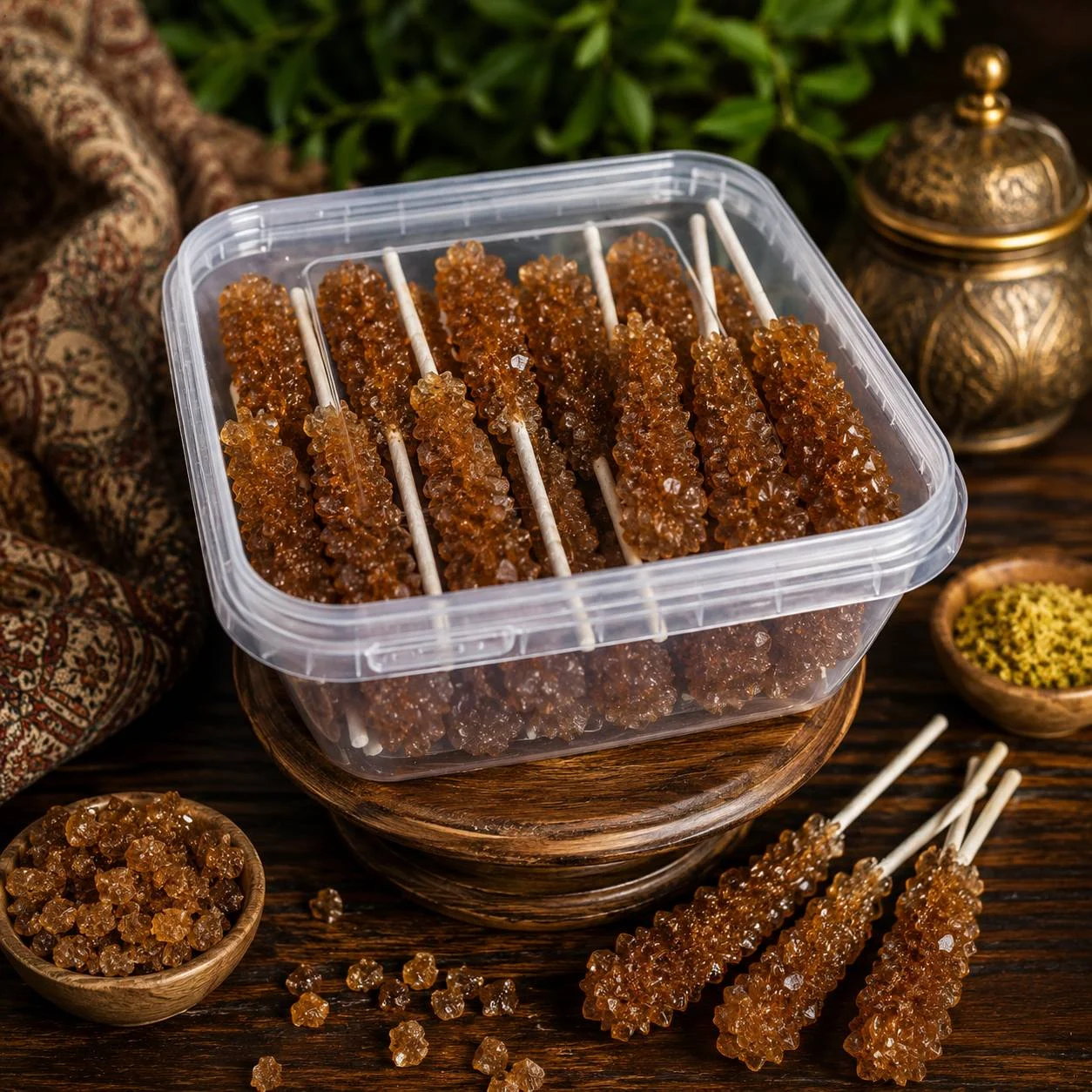 خرید نبات قهوه ای نی دار 500 گرمی ماه باجی